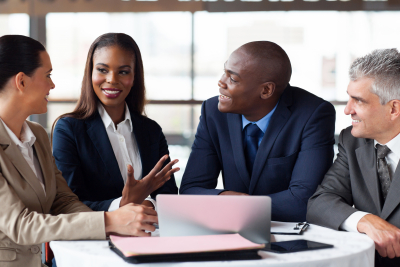 Employees doing meeting